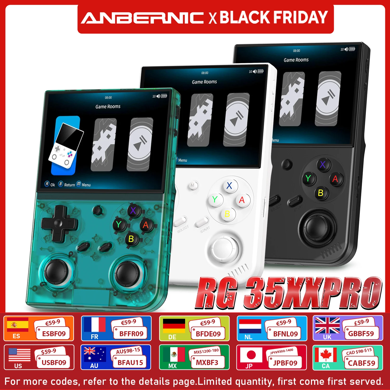 Anbernic RG 35XXPRO 64-Bit Handheld-Spielekonsole 3,5'' IPS-Bildschirm Linux-System Tragbarer Videospiel-Simulator 64G HD-Ausgang
