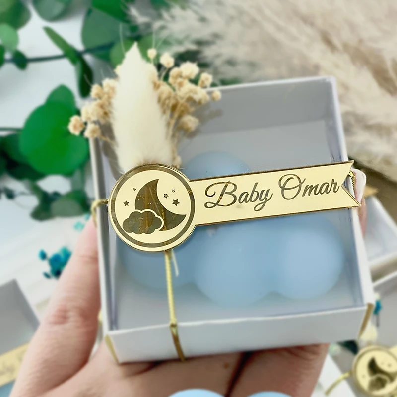 20/50 pezzi personalizzati per battesimo del bambino, etichette per specchio acrilico, baby shower, decorazioni per bomboniere per la prima comunione, solo etichette in acrilico