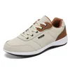 HKDQ Männer Casual Turnschuhe Große Größe 48, Bequeme Leder herren Laufschuhe Beige Trainer Männer