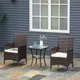 Outsunny Rattan Bistro Set Garden Chair Table Patio Outdoor, Brown