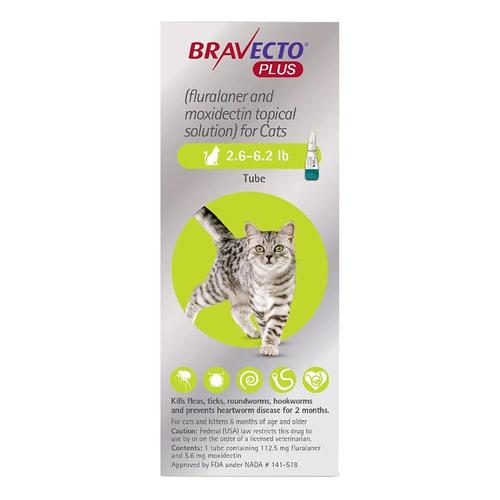 Bravecto Plus für kleine Katzen 112 Mg (2.6 bis 6.2 Lbs) Grün 1 Dosen