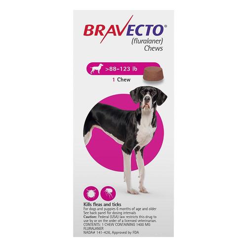 Bravecto für extra große Hunde 88-123lbs (Rosa) 3 Kauartikel