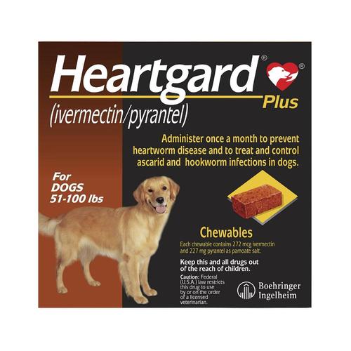 Heartgard Plus Kautabletten für große Hunde 51-100lbs (Braun) 12 Dosen