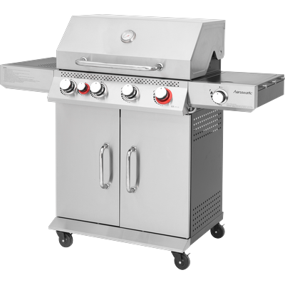 Gasgrill HANSEATIC "Memphis", silber (schwarz, silber), B:133cm H:113,6cm T:61cm, Grills, 19 kW Gesamtleistung, Infrarot-Heckbrenner, Hochleistungs-Turbobrenner