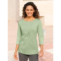 3/4-Arm-Shirt CASUAL LOOKS "3/4-Arm-Shirt", Damen, Gr. 48, grün (eucalyptus), 100% Baumwolle, unifarben, U-Boot-Ausschnitt, 3/4-Ärmel, Shirts