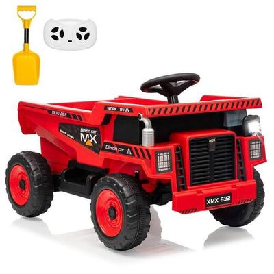 12V Ride-On Dump Truck with Remote Control, Automatic Lift Bed, Shovel & Music Player – for Kids Ages 3–8