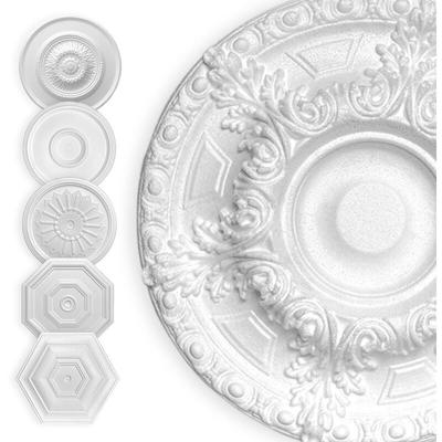 Stuckrosette Styropor eps weiß, Deckenrosette rund & eckig, Innendekor für Decke & Wand: 40cm, Image