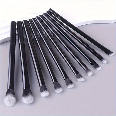 TEMU 10pcs New Fiber Brush Eyeshadow Brush Multi-functional Eye Beauty Makeup Brush For Carrying Image