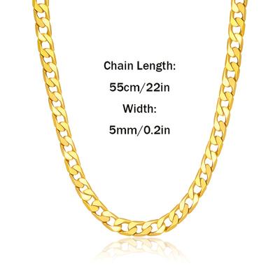 TEMU 925 Silver 5mm Cut Cuban Chain Golden Necklace Fashion Simple Unisex Minimalist Wear With Boutique Gift Box Image