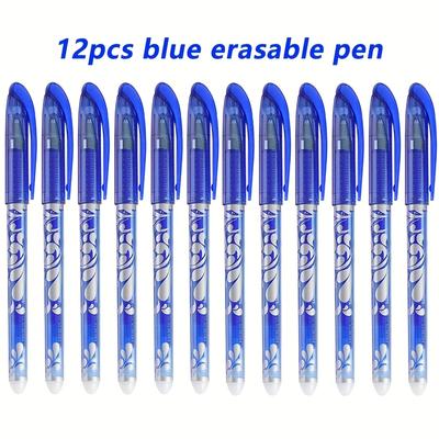 TEMU 12pcs Erasable Gel Pens, 3 Colors-black/blue/red Ink, Fine Tip 0.5mm Smooth Writing Plastic Material, Ideal For Office, Students, And Everyday Stationery Us Image