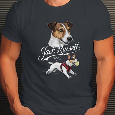 TEMU Agility Lifelike Jack Terrier Print, Men's Crew Neck Tees, Casual Comfy T-shirts For Men, Clothing Tops For Summer Image
