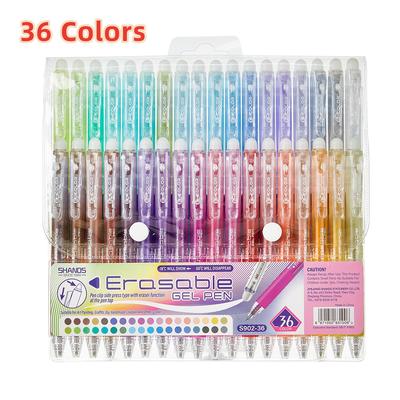 TEMU 36-color Erasable Gel Pen Set, 0.7mm Fine Point, Assorted Colors For Drawing, Coloring, And Marking, School And Art Supplies, Smooth Writing Experience, Ideal For Students And Professional Image