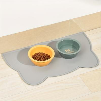 TEMU Pet Feeding Mat, Spill-proof Silicone Edge Easy To Placemat Thin Silicone Waterproof Cat Food Mat Cat Bowl Mat, With Raised Edge Cat Mat Image