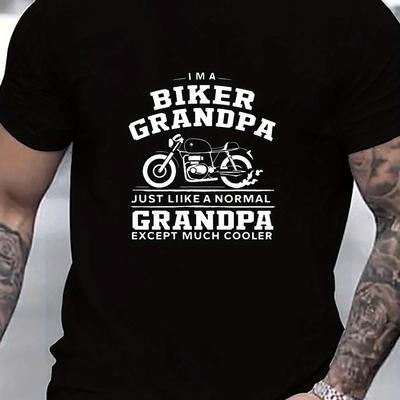 TEMU Men's Graphic Biker Tee - Breathable Polyester, Casual Short Sleeve, Machine Washable Summer Fashion T-shirt Image