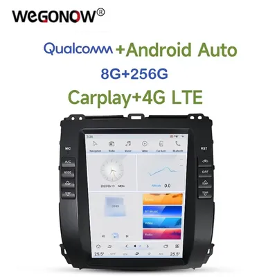 Tesla Qualcomm Carplay Car DVD Player 360 4G LTE Android 11.0 8G+256G Wifi RADIO GPS For Toyota Prado 120 2002-2009 Lexus GX470