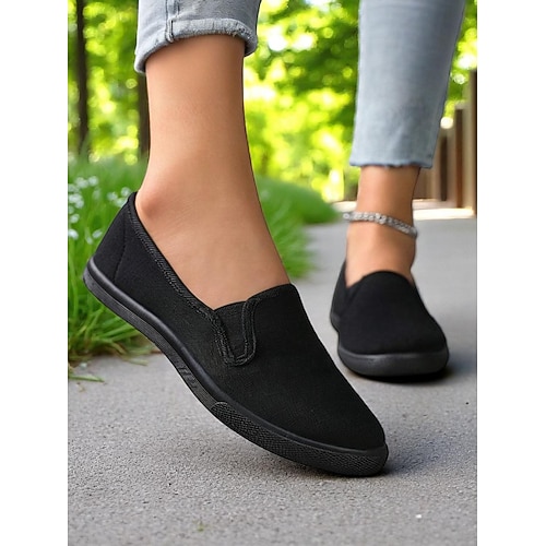 Slip-On-Sneakers aus Canvas für Damen – leichte, minimalistische Flats für tägliche Besorgungen, Spaziergänge im Park und Brunch-Ausflüge am Wochenende Image