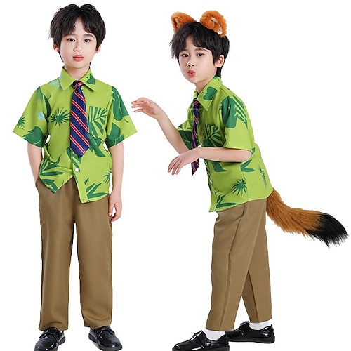 Tierdetektiv Fuchs Nick Wilde Kleid Outfits Kostüm Abenteuerfilm Lässig for Herren Jungen Kinder Erwachsene Halloween Karneval Welttag des Buches Leistung Pädagogisches Ankleiden Verkleidung für Image