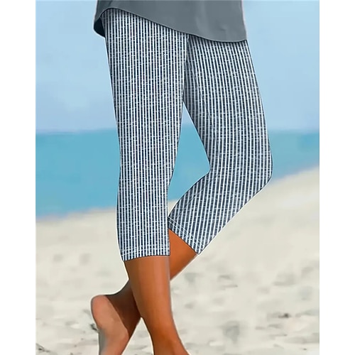 Damen Leggings Anti-Scheuer-Shorts Gemütliche Leggings Mode Streetwear Wadenlang Natürliche Taille Blume Elastischer Bund Bequem Atmungsaktiv Dehnbar Alltagskleidung Festival Blau Schwarz 1 # Schwarz Image