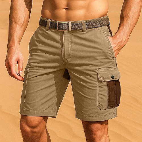 Herren Cargo-Shorts Outdoor Shorts Shorts Freizeitshorts Wander-Shorts Patchwork Mehrere Taschen Gerader Schnitt Einfarbig Farbblock Feuchtigkeitsableitend tragbar Knielang Outdoor Lässig Täglich Image