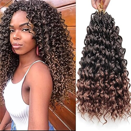 18 Zoll vorgelocktes Häkelhaar für schwarze Frauen – Gogo-Locken/Strandlocken/Ozean/Wasser/Deep Wave-Häkelhaar, 8 Packungen Kunsthaar, verwicklungsfreie, natürlich aussehende, lockige Image