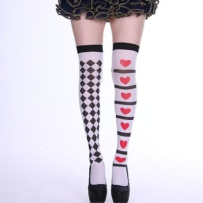 Alice im Wunderland Märchen Herzkönigin Die rote Königin Gift Strümpfe / Strumpfhosen Zubehör Oberschenkelhohe Strumpfhosen Märchenfiguren Film Cosplay for Damen Erwachsene Halloween Karneval Welttag Image