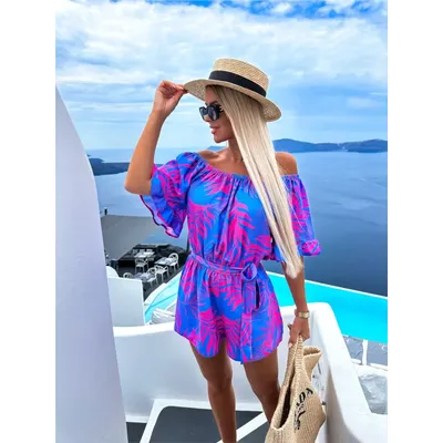 2024 bohemios para mujer, ropa de calle con estampado de vacaciones en la playa, sin hombros, con correa en la cintura, informal