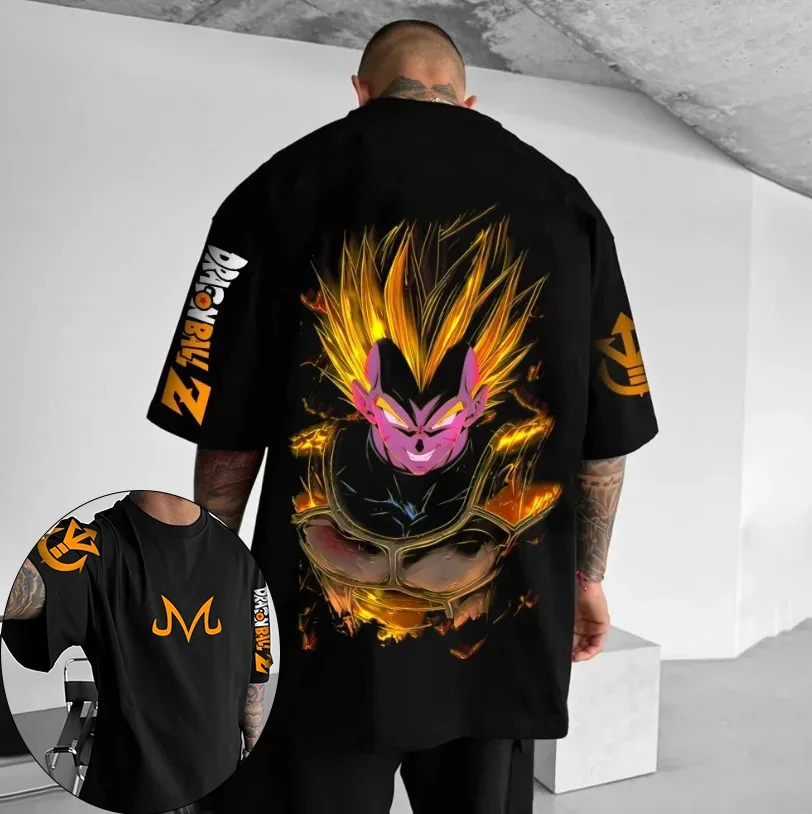 Dragon Ball Japanische Anime Herren- und Damen-T-Shirts Vegeta Trend Baumwolle Jungen und Mädchen Kinder Y2k Harajuku kurze Ärmel Image