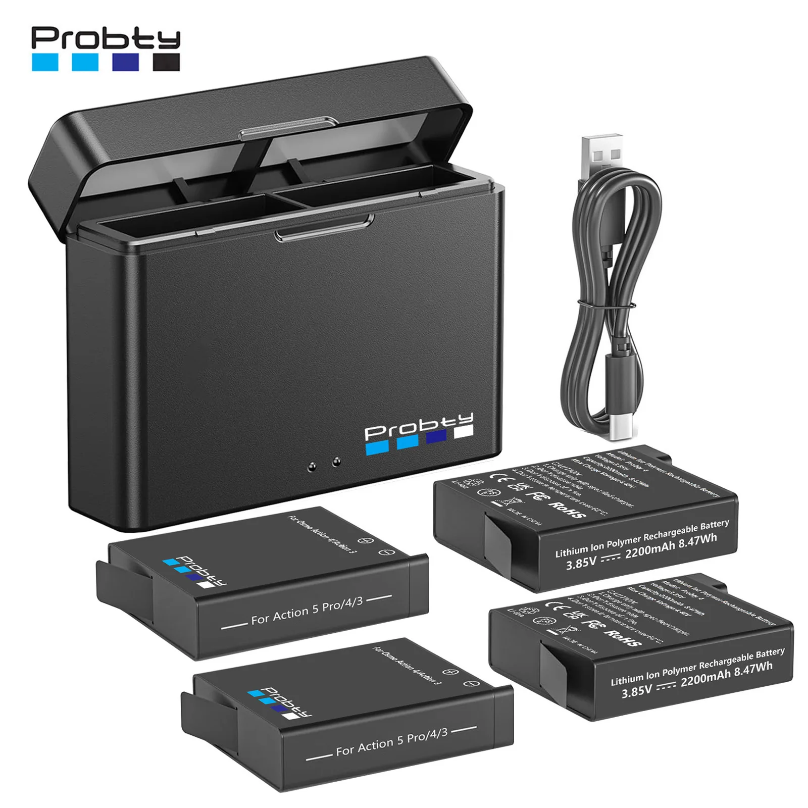 Für DJI Osmo Action 6 Action 5 Pro/4 Kamera Batterie 2200 mAh Batterien Und Ladegerät Für DJI Osmo Action 4/3 Osmo 360 Batterie Image