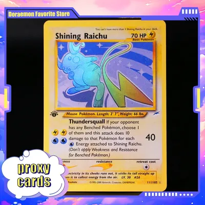 Pokémon 1ST Edition Klassische Basiskarten FOIL Proxy Cards Entertainment Games PKM Shining Image