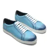 Luxus Designer Naturleder Herren Skateboard Schuhe Blau Lace Up Man Sneakers Daliy Casual Büro Social Elegante Herrenschuhe