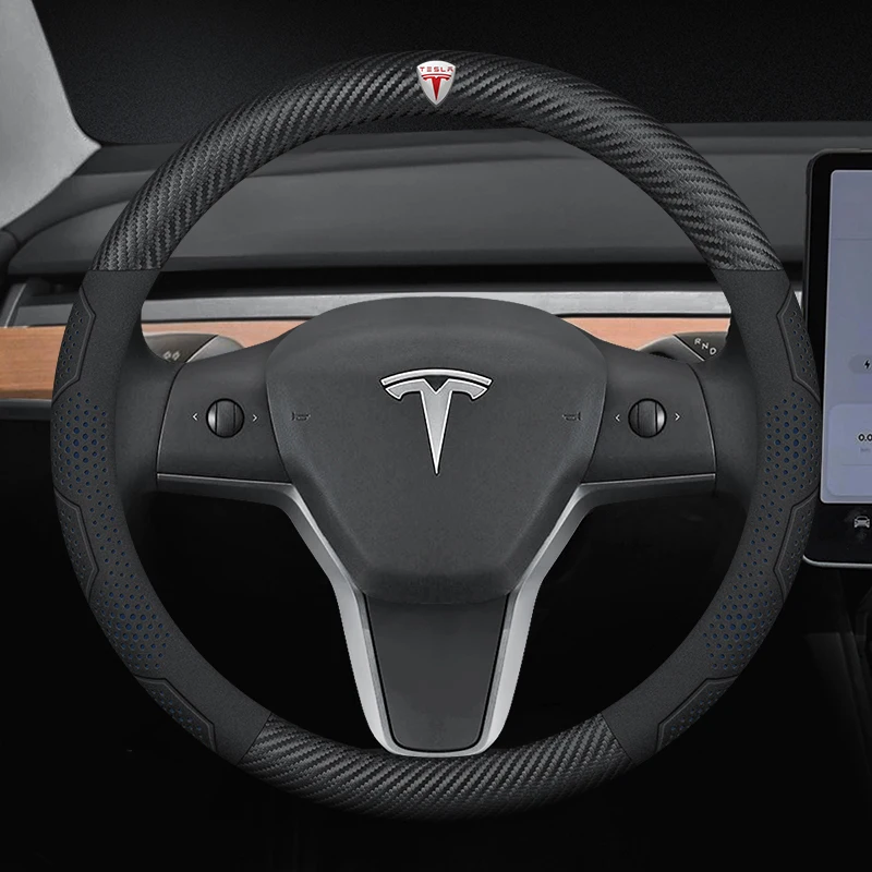 Auto Lenkrad Abdeckung Für Tesla Modell 3 Modell S Modell Y Modell X Roadster 2019-2025 Auto innen Lenkrad Zubehör Image