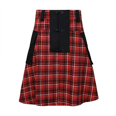 Männer Plaid Gefaltete Rock Schottischen Urlaub Kilt Kostüm Traditionellen Kostüm Bühne Leistung Rock Rot Grau Braun Image