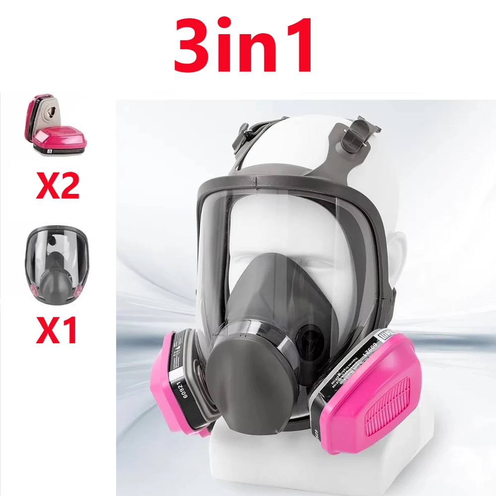 Vollgesichts-Atemschutzmaske, 6800, wiederverwendbare Atemschutzmaske mit Filtern 60921, Antibeschlag, ideal für Farbe, Spray, Staub Image