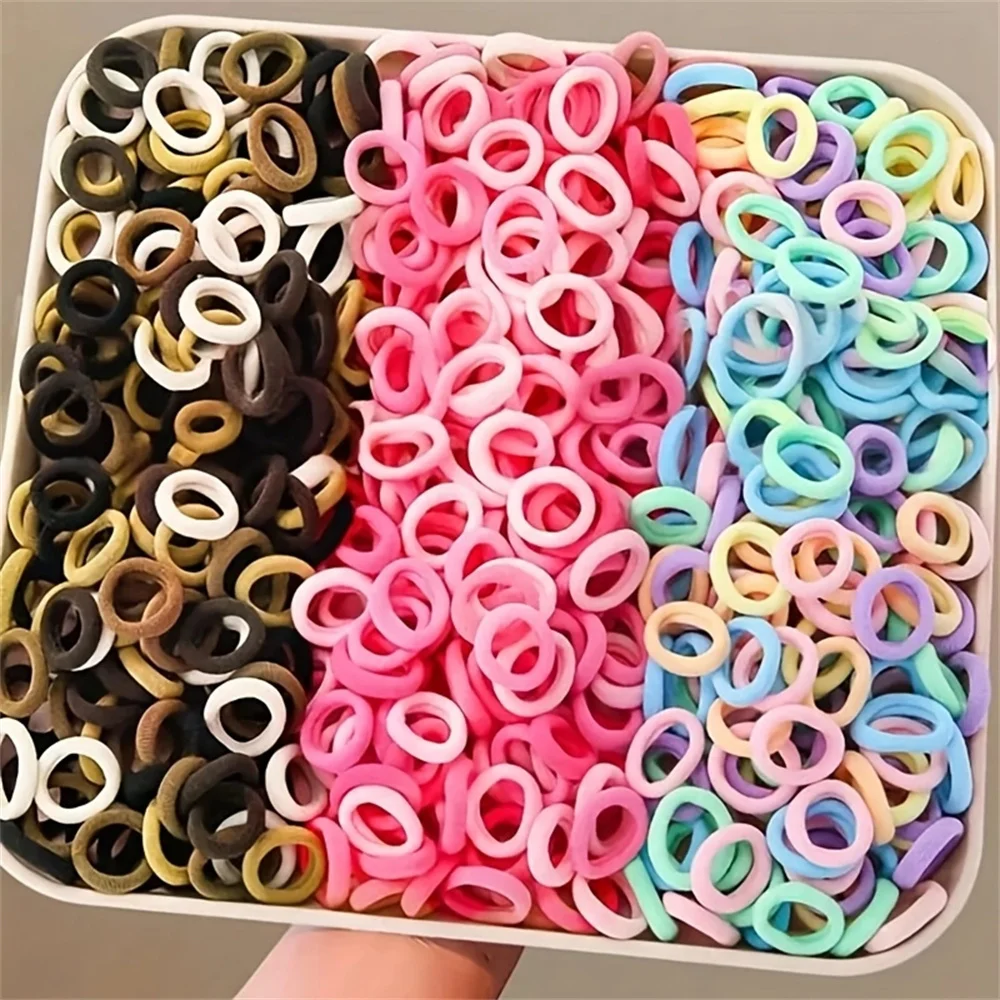 300 Teile/satz Bunte Grundlegende Haargummis Elastische Haarbänder Frauen Pferdeschwanz Halten Haargummi Gummiband Scrunchie Haar Zubehör Image
