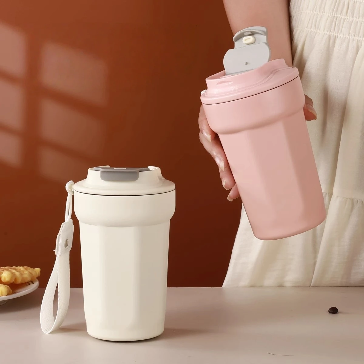 420 ml Thermobecher aus Edelstahl 316 für Café, Kaffeetasse, Isolierflasche, isolierte Thermobecher, auslaufsicher, Reise-Thermobecher für Tee und Kaffee Image