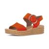 Keilsandalette GABOR, Damen, Gr. 40, orange, Ziegenveloursleder, modisch, Schuhe, Plateau, Sommerschuh, Sandale mit trendigem Zierschnalle