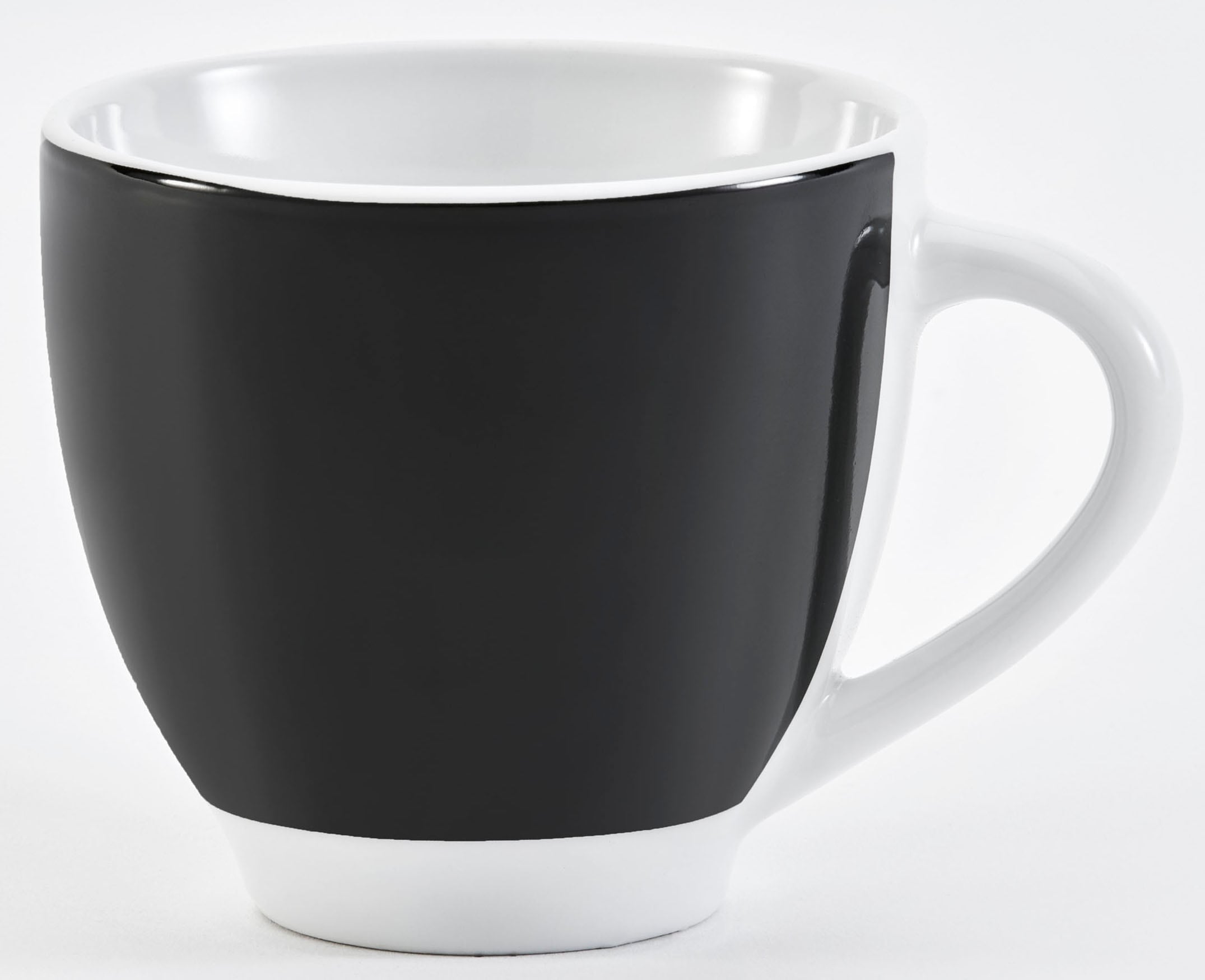 Tasse VAN WELL "Vario", schwarz-weiß (schwarz, weiß), B:24,5cm H:9,5cm, Porzellan, Trinkgefäße, Tasse, spülmaschinen- und mikrowellengeeignet, 6-teilig