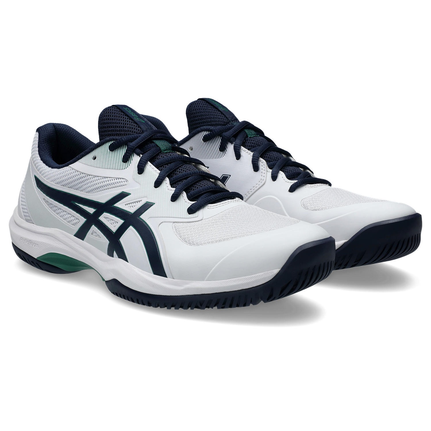 Tennisschuh ASICS "GAME FF", Herren, Gr. 44,5, weiß (weiß, midnight), Synthetik, Schuhe, Multicourt-Schuhe