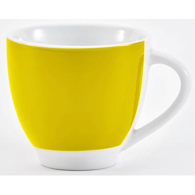 Tasse VAN WELL "Vario", gelb (gelb, weiß), B:24,5cm H:9,5cm, Porzellan, Trinkgefäße, spülmaschinen- und mikrowellengeeignet, 6-teilig Image