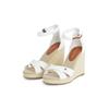High-Heel-Sandalette TOMMY HILFIGER "FLAG HIGH WEDGE ESPAD CRISSCROSS", Damen, Gr. 42, braun (ecru, braun), Baumwolle, modisch, Schuhe, Riemchensandale, Sommerschuh, Keilsandalette, verstellbarer Schnalle
