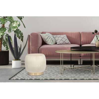 Sitzhocker KAYOOM "Hocker Lilje, Edler Touch durch goldenen Sockel,Hochwertiger Samtbezug", beige (creme), B:43cm H:42cm T:43cm, Bezug: 100% Polyester/ Korpus: MDF, Sperrholz Gestell: Edelstahl, Hocker, Sitzhocker, samtweich, gesteppte Ziernaht,... Image