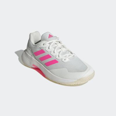 Tennisschuh ADIDAS PERFORMANCE "GAMECOURT 2.0", Gr. 40, core weiß, lucid pink, core schwarz, Textil, Synthetik, sportlich, Schuhe, Multicourt Image