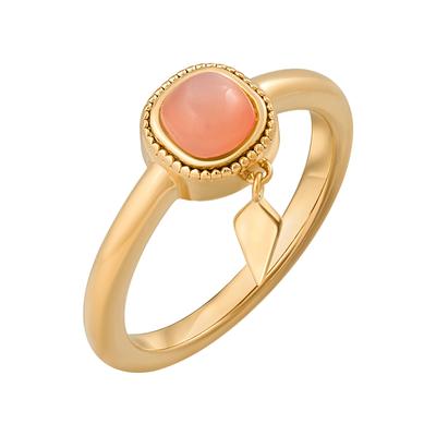 Fingerring CAÏ "925 Silber vergoldet orange Mondstein" Gr. 56, gelb (gelb, orange), Fingerringe, Damen, 056 (17,8), Silber 925 (Sterlingsilber) Image