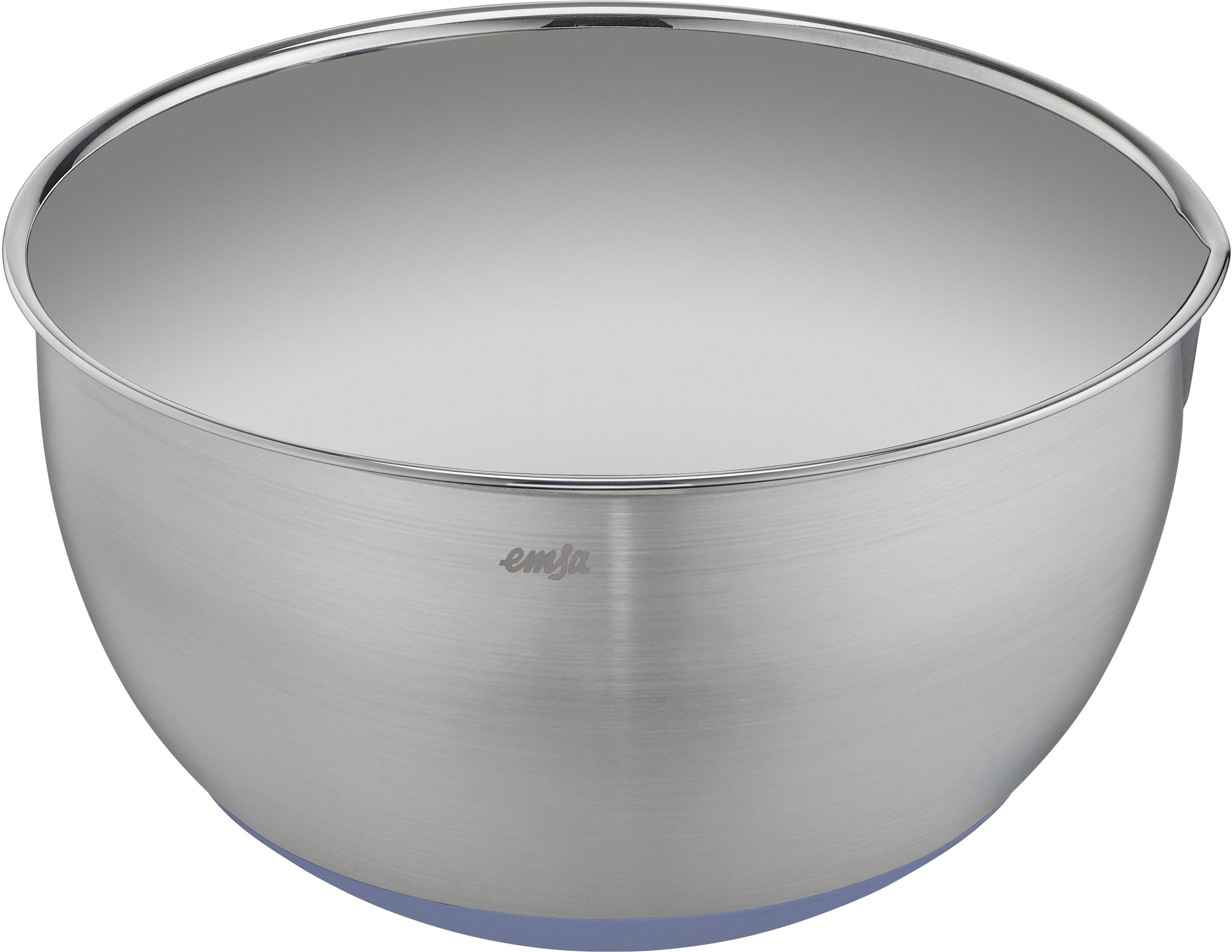 Rührschüssel EMSA "Emsa K32722 Prep&Bake Edelstahl-Rührschüssel 22 cm", blau (edelstahl, blau), H:13,1cm Ø:22cm, Edelstahl, Schüsseln, Rührschüssel, rutschfester Boden, Ausgießlippe für präzises Ausgießen
