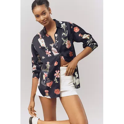 By Anthropologie Relaxed Long-Sleeve Floral Shirt