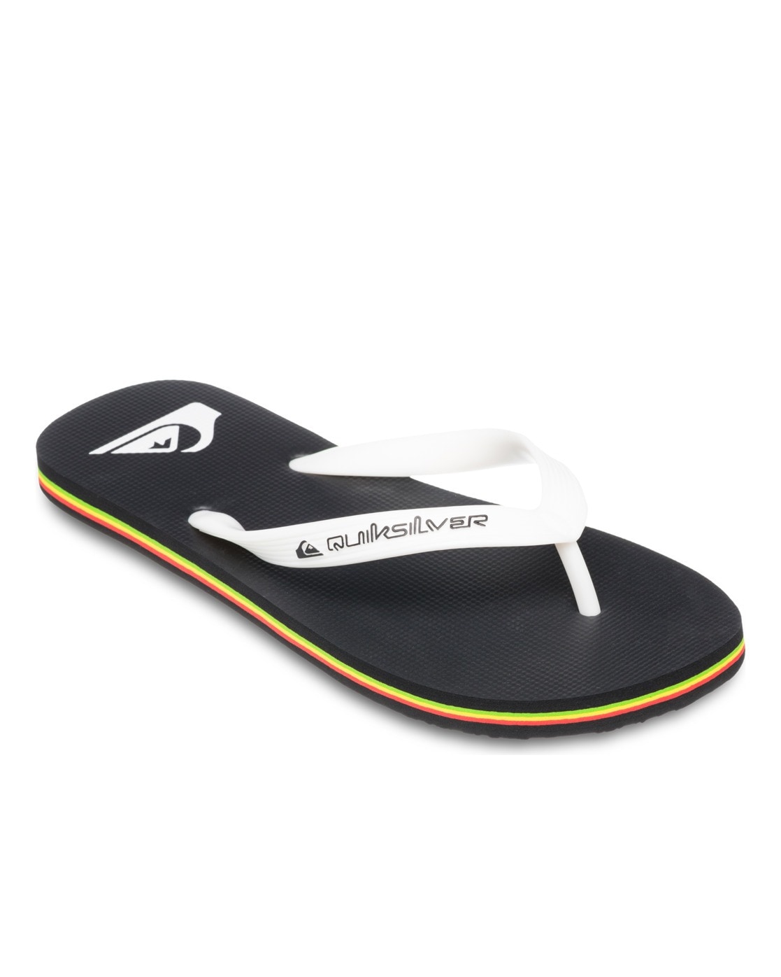 Sandale QUIKSILVER "Molokai Core", Herren, Gr. 10 (43), schwarz (schwarz, rasta), Obermaterial: Synthetikmaterial / Außensohle: Moosgummi, Schuhe Sandale