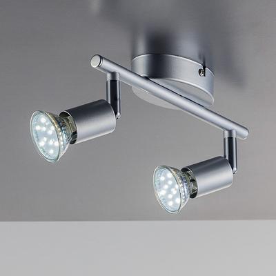 B.K.LICHT LED Deckenleuchte, grau (titansilberfarben), B:6,5cm H:9,5cm L:25,5cm, Lampen, LED Deckenlampe Wohnzimmer schwenkbar inkl. 3W 250lm GU10 Decken-Spot, LED Deckenstrahler Image