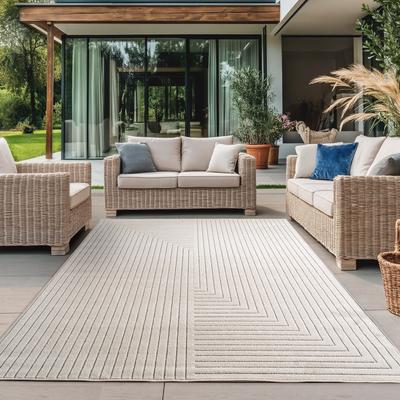 Outdoorteppich AYYILDIZ TEPPICHE "NOVA 1202", beige (creme), B:160cm H:5mm L:230cm, Polypropylen, Teppiche, Läufer, In und Outdoor, Hoch Tief Effekt, Wohnzimmer, Aussenbereich Image