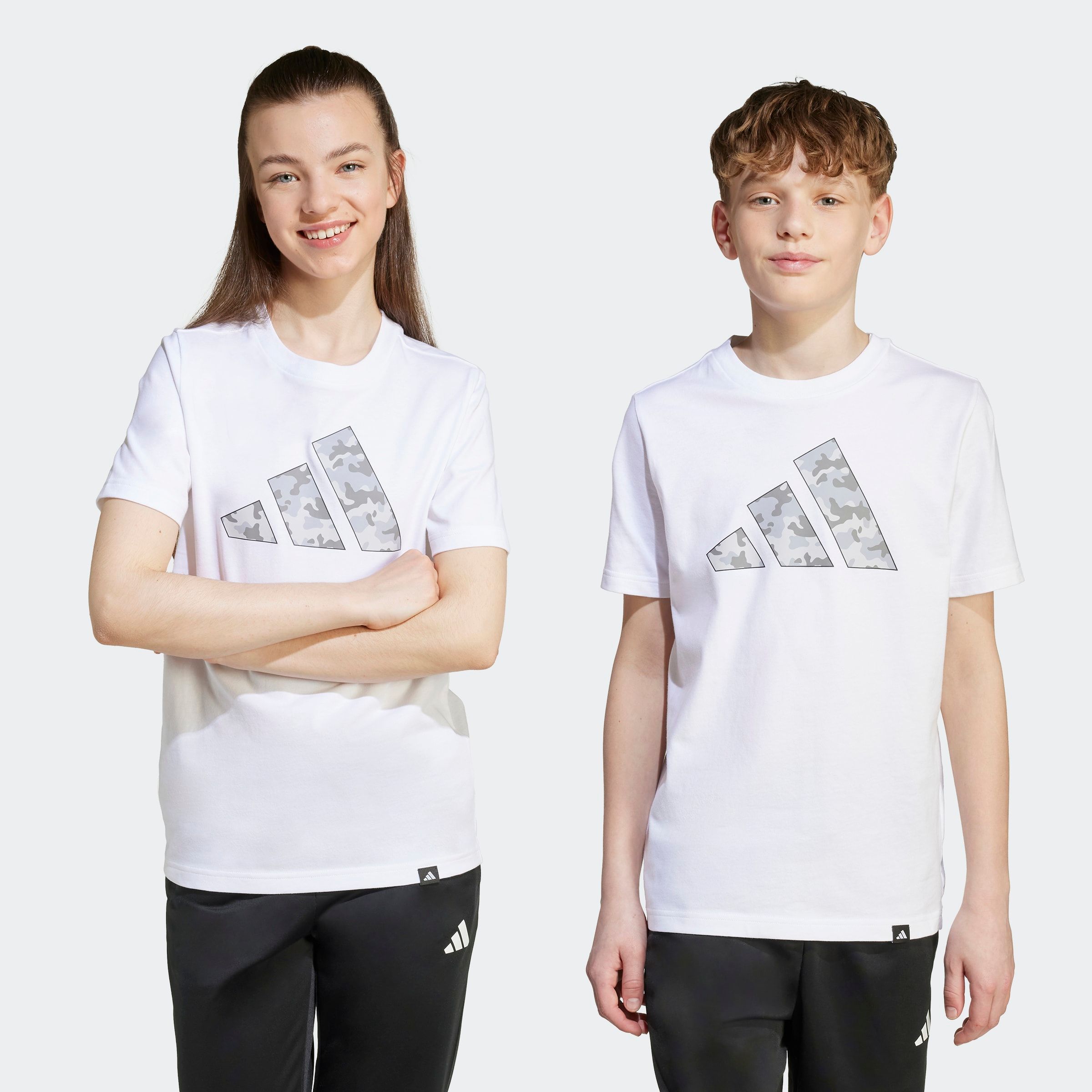 T-Shirt ADIDAS SPORTSWEAR "J CAMO T", Kinder, Gr. 164, weiß, Obermaterial: 100% Baumwolle, Sportlich, Shirts Image