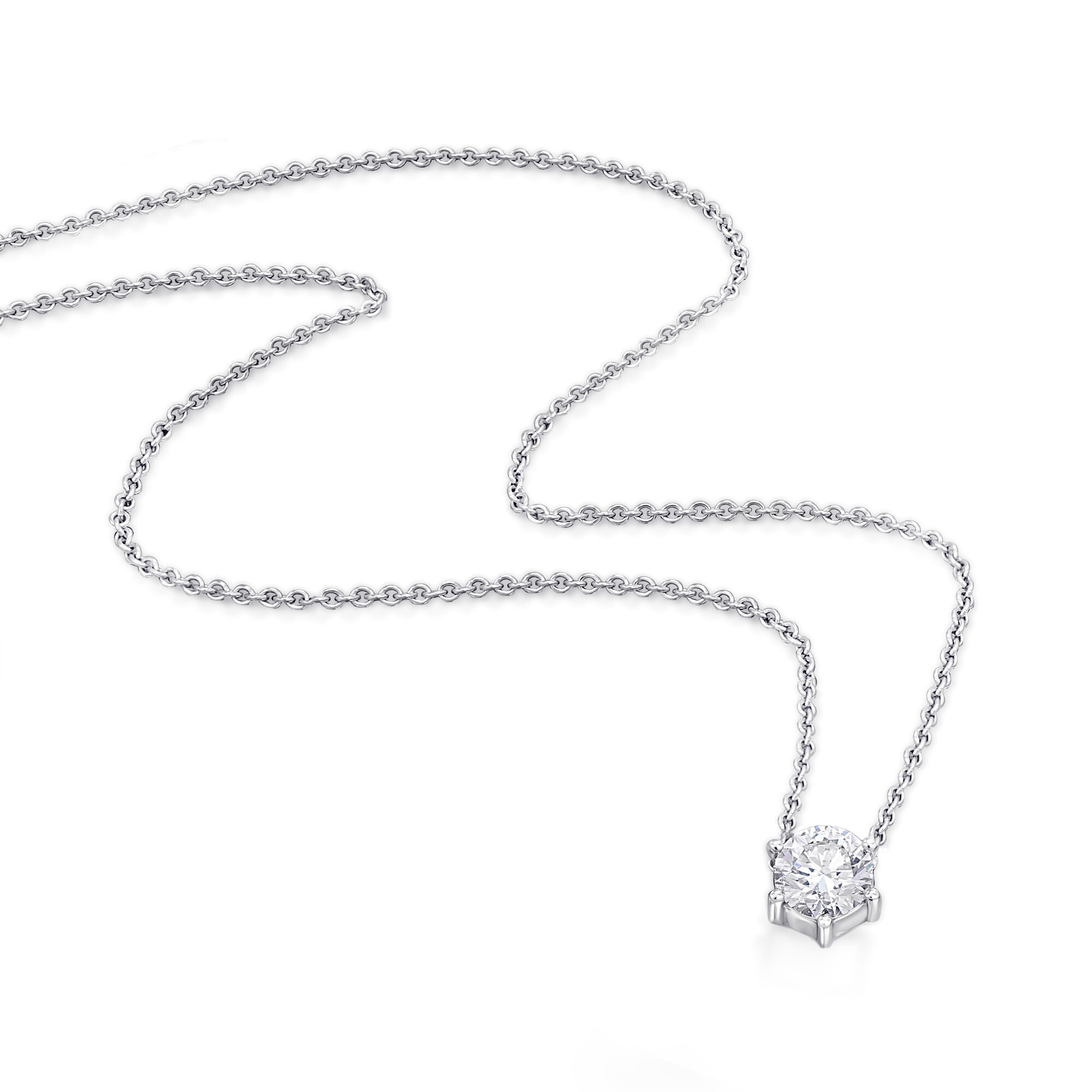 Goldkette ONE ELEMENT "0.2 ct Diamant Brillant Halskette Rundankerkette", silber, Halsketten, Damen, 0,2, Diamanten Gold Weißgold 585, Diamanten, Gold, Weißgold 585, aus 585 Weißgold 45 cm Ø 0,8 mm – für Damen – klassisch & elegant im Design